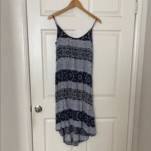 Sam & Lavi Los Angeles boho beachy blue & white flowy oversized midi dress M-L